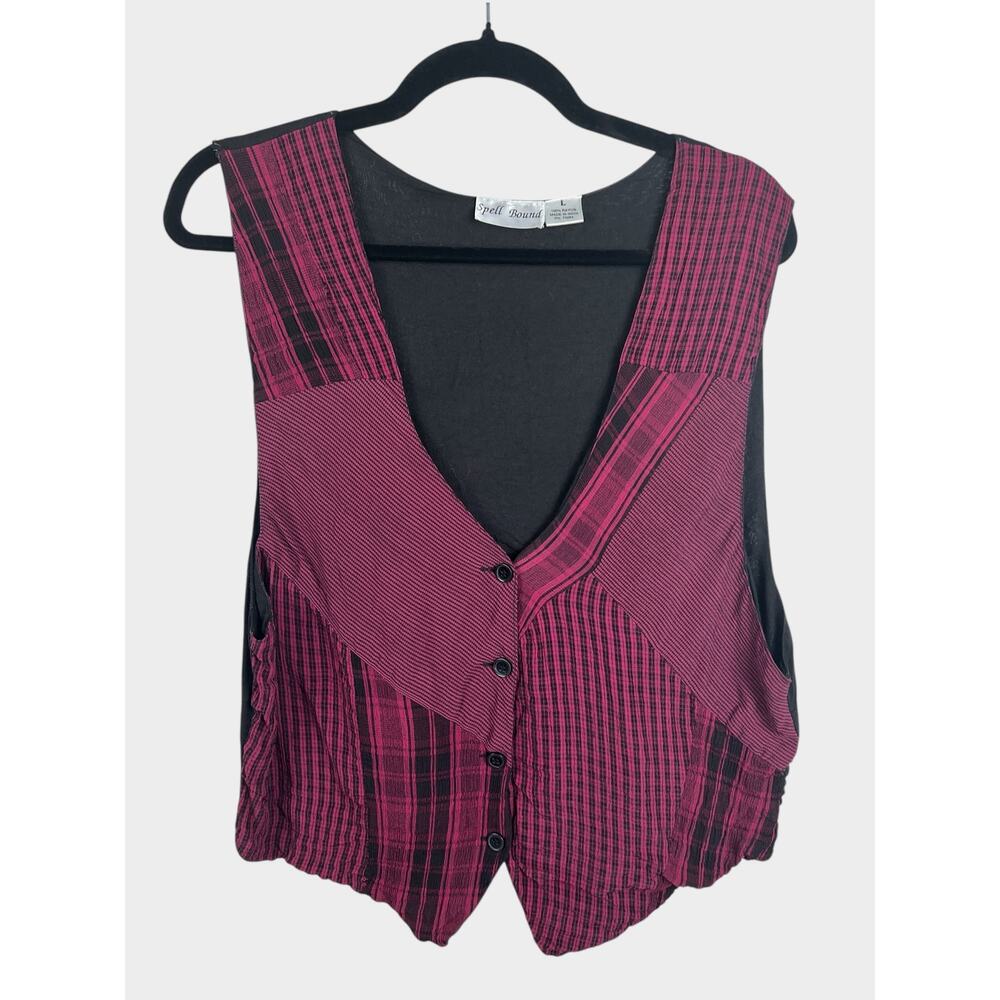 Vintage Spell Bound Rayon Patchwork Vest Women’s Large‎ Boho Gypsy Whimsy Goth